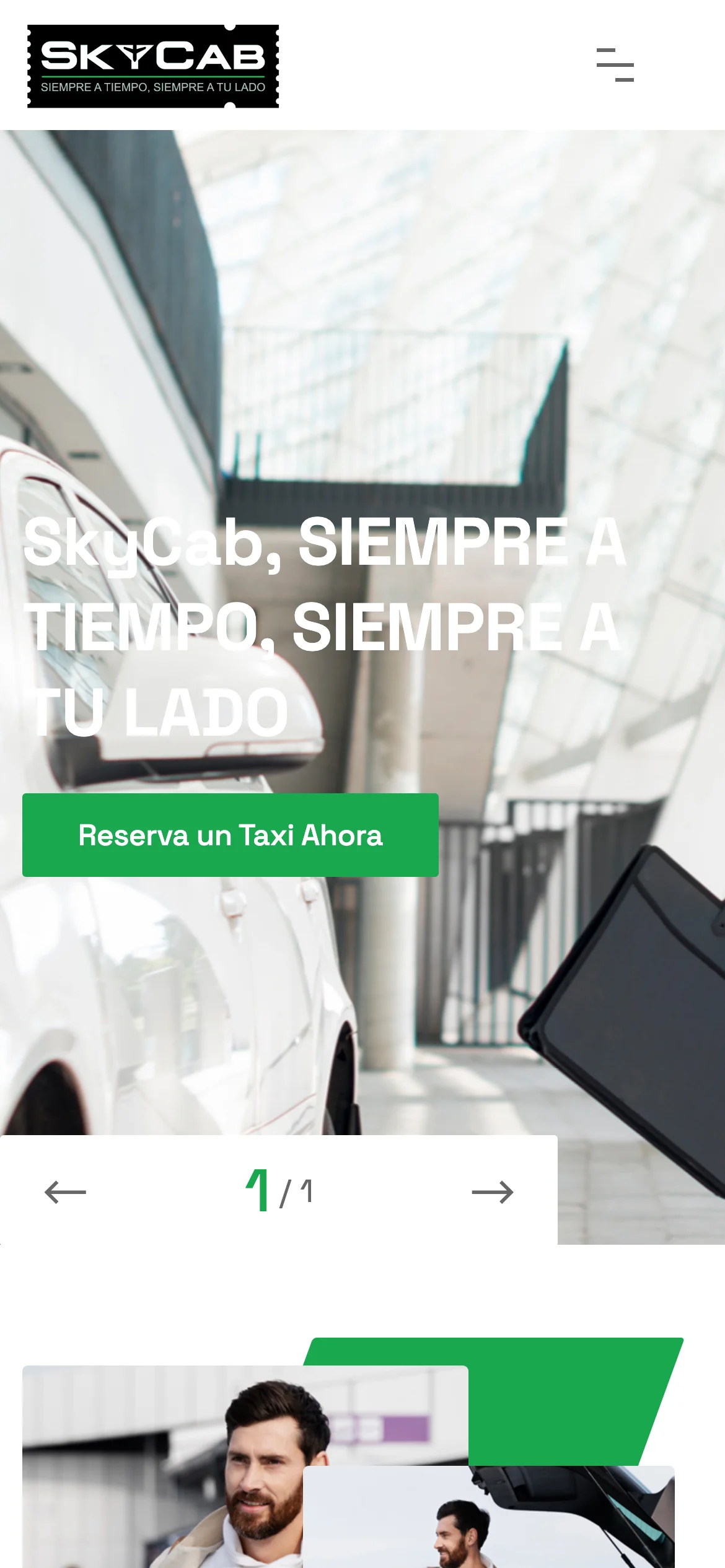 Skycab: sitio para un servicio de taxis de aeropuerto — móvil