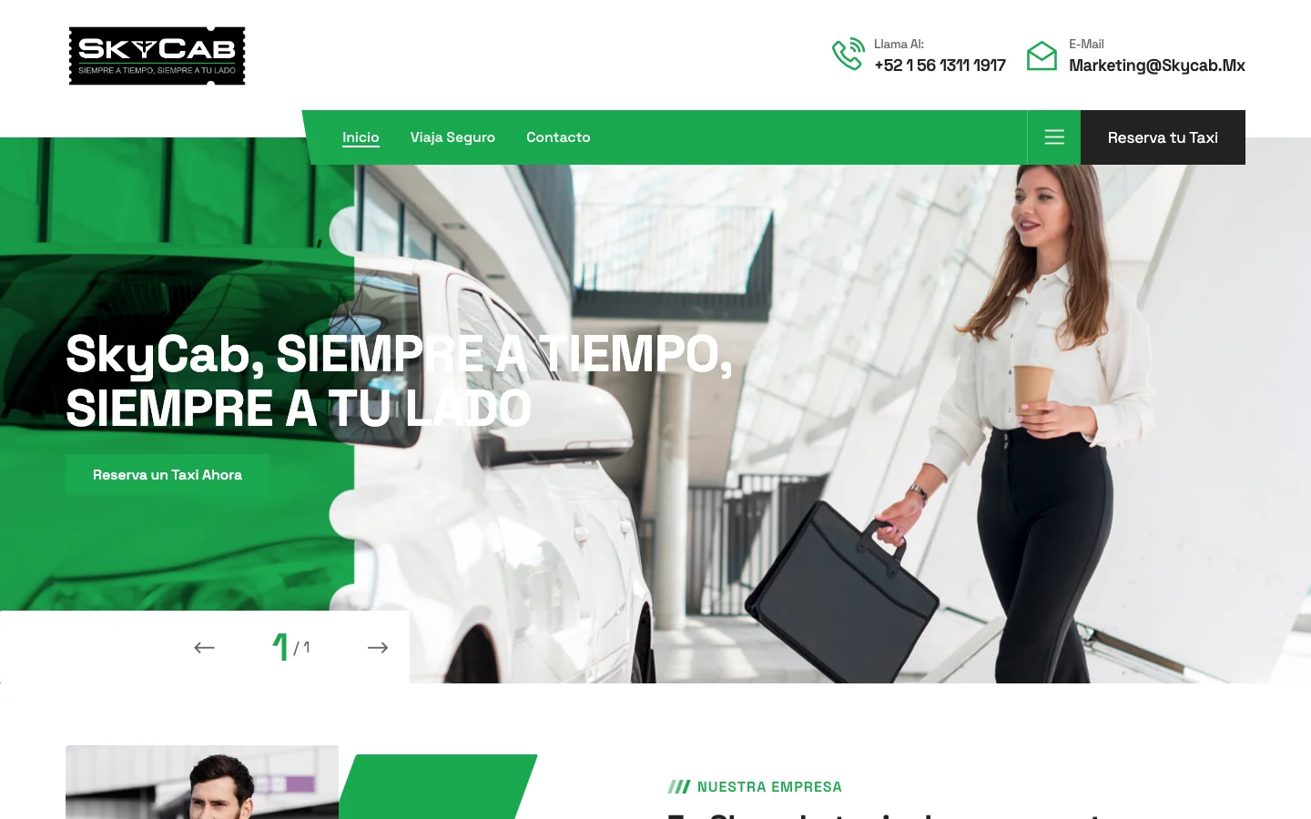 Skycab: sitio para un servicio de taxis de aeropuerto — desktop