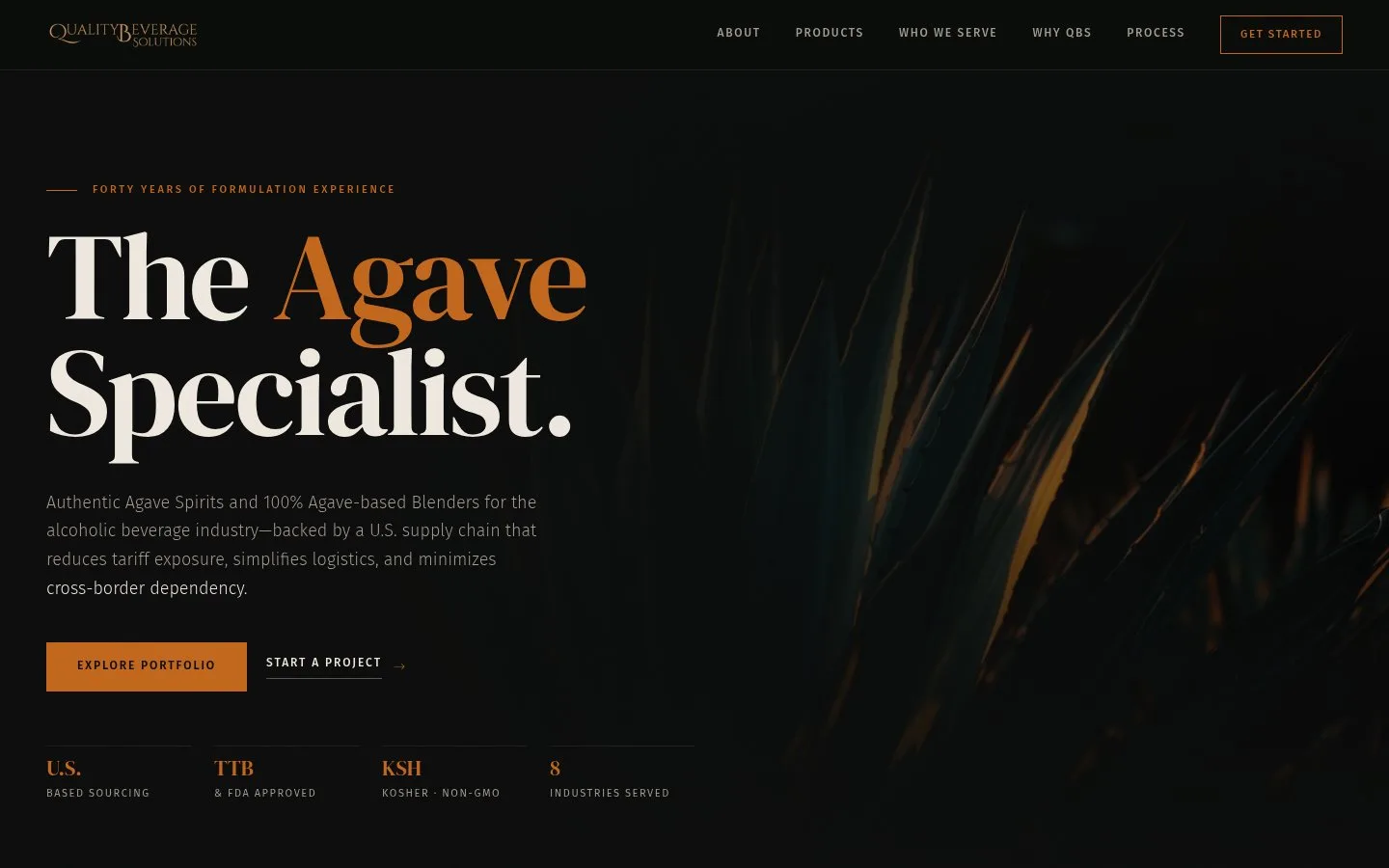 Sitio web de lujo para especialista en bebidas de agave