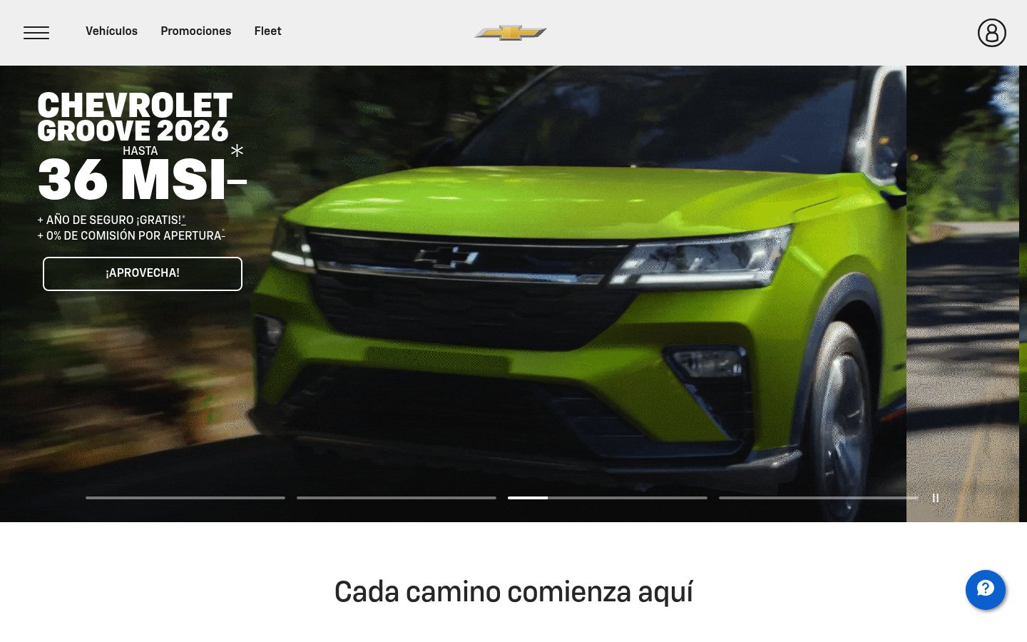 Sitio web institucional Chevrolet México — desktop