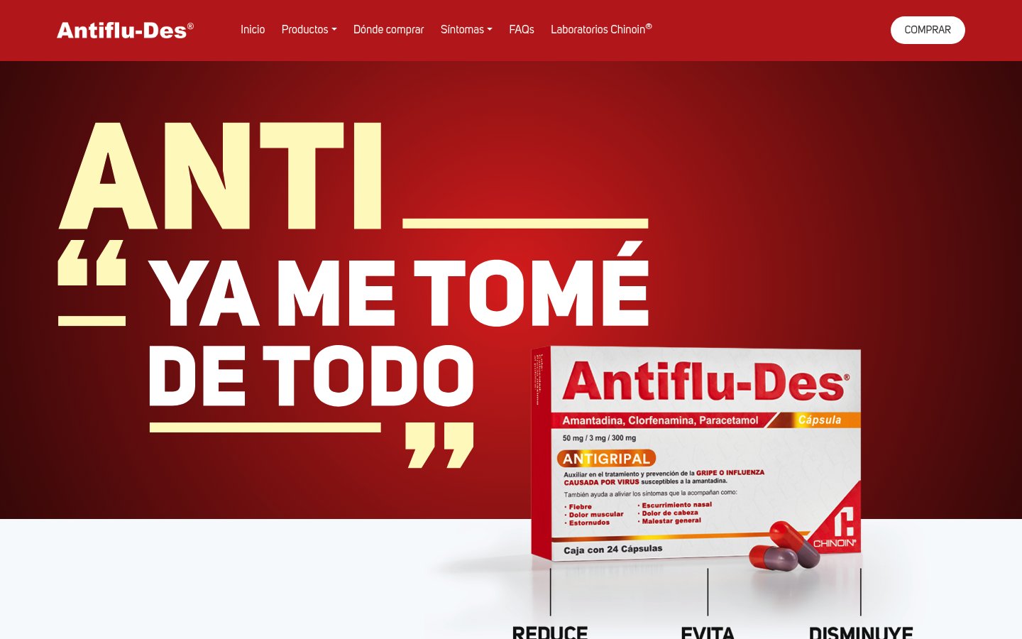 Sitio web institucional para marca farmacéutica líder — desktop