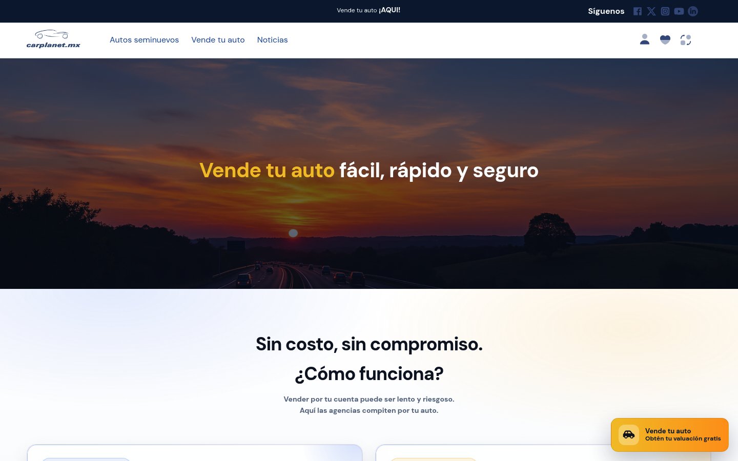 CarPlanet: Plataforma de venta de autos sin intermediarios — desktop