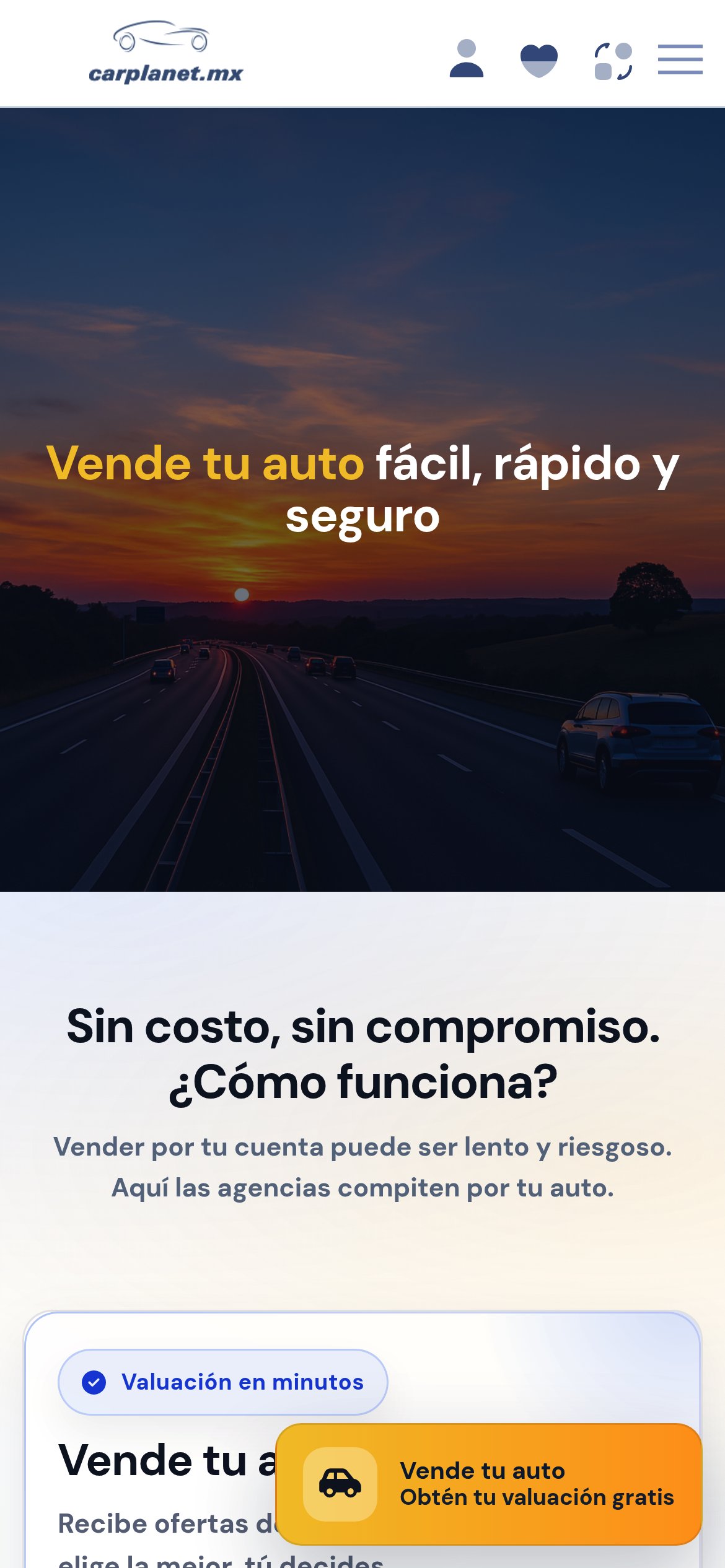 CarPlanet: Plataforma de venta de autos sin intermediarios — móvil