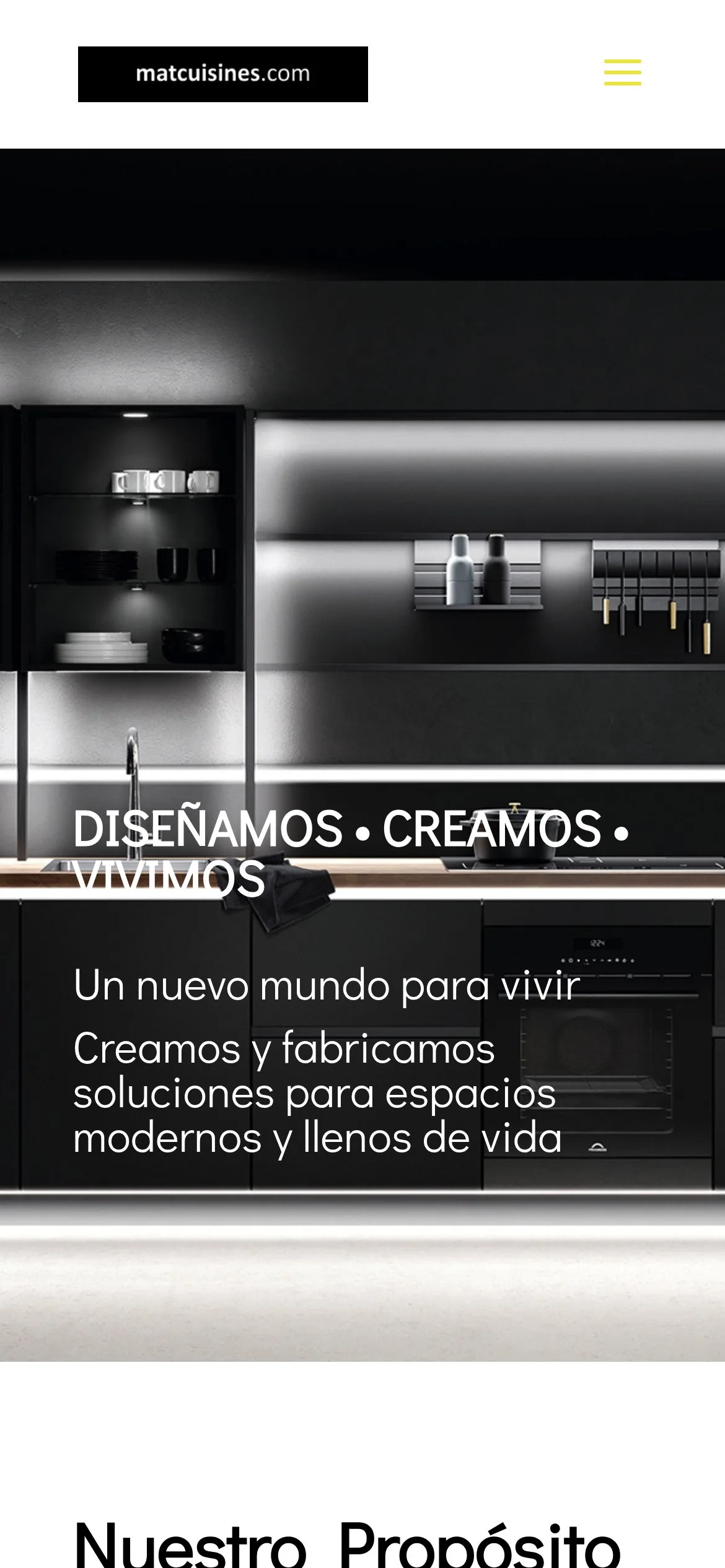 Sitio web minimalista para marca de cocinas premium — móvil