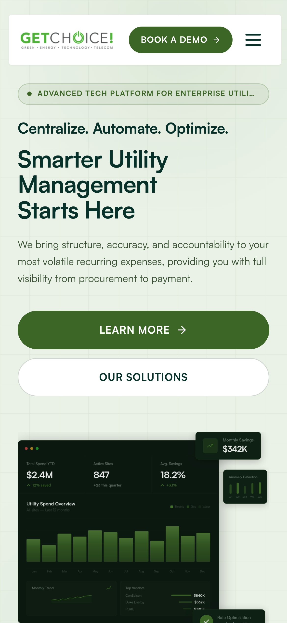 Plataforma Enterprise para Gestión Inteligente de Utilities — móvil