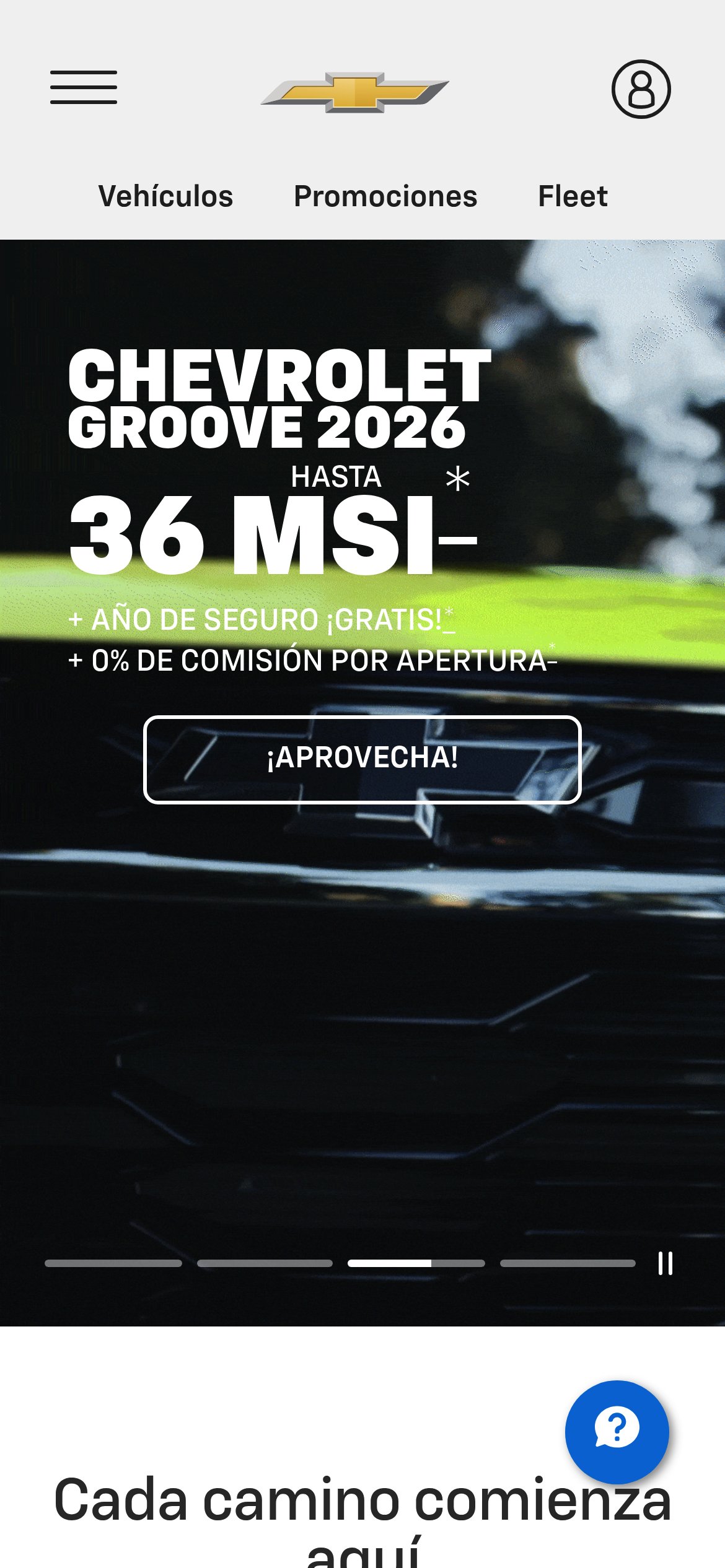 Sitio web institucional Chevrolet México — móvil