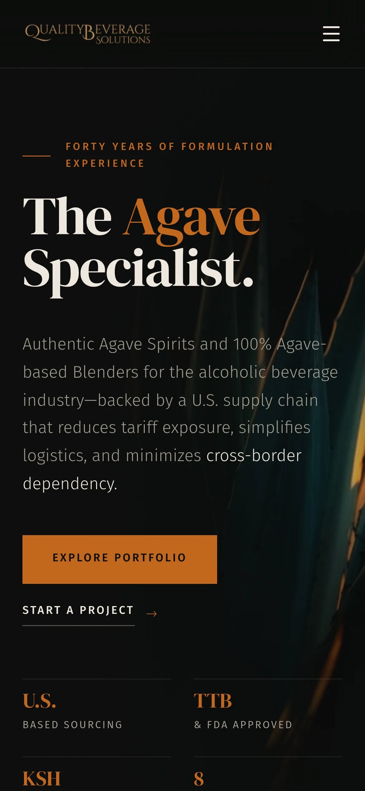 Sitio web de lujo para especialista en bebidas de agave — móvil